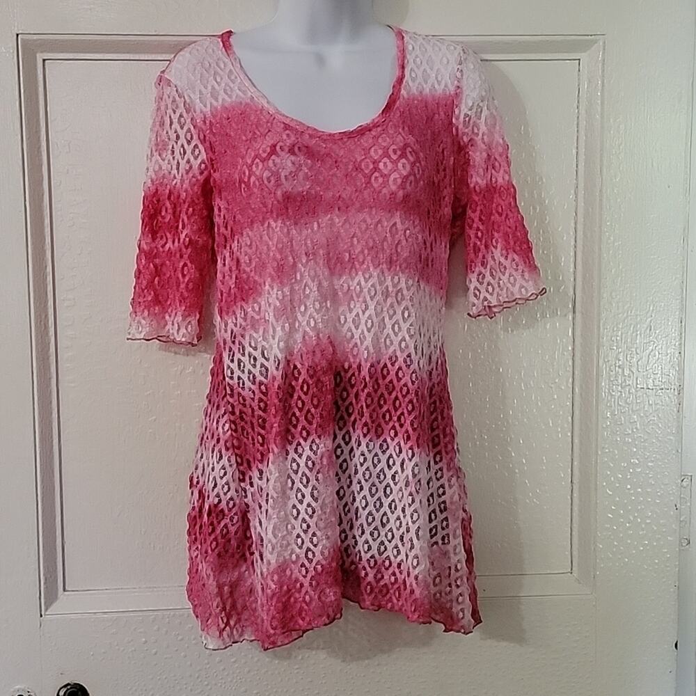 NWT Pink & White see through blouse XL Buckle Brand